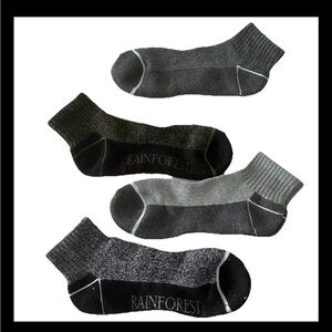 RAINFOREST Men's Low-Cut Athletic Socks - Black & Gray Mix (4 Pack)